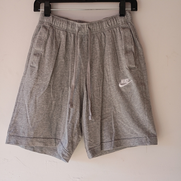 Nike Gray Fleece Athletic Shorts Elastic Waist Drawstring Pockets Small - Picture 2 of 8
